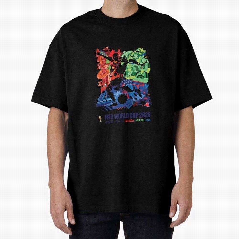 Host Nations Cultural Splash Art Oversized T-Shirt Celebrate Classic Football Spirit in FIFA World Cup 2026 USA Canada Mexico Built around CR7 and Messi, Germany Energy, Vintage Soccer Flavor, Modern Football Stars, National Flags and Final Night