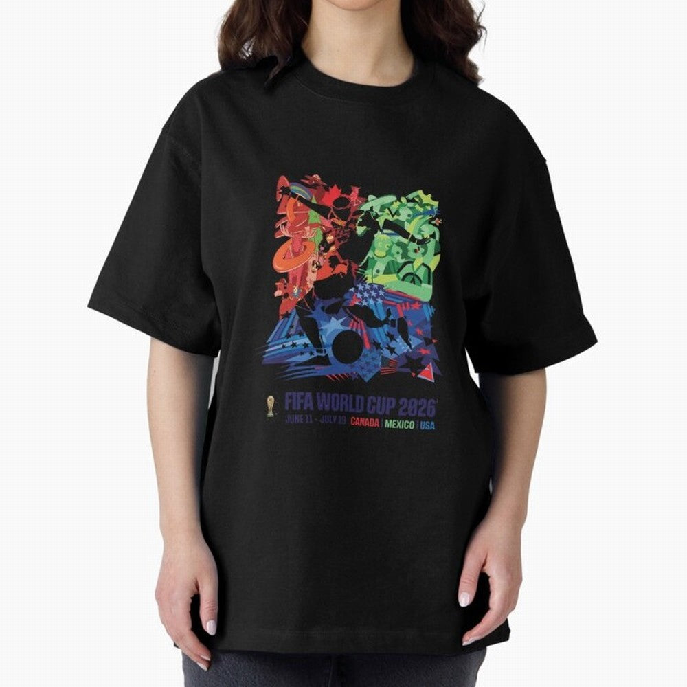Host Nations Cultural Splash Art Oversized T-Shirt Celebrate Classic Football Spirit in FIFA World Cup 2026 USA Canada Mexico Built around CR7 and Messi, Germany Energy, Vintage Soccer Flavor, Modern Football Stars, National Flags and Final Night