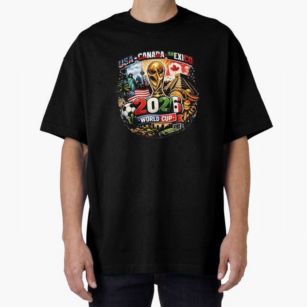 World Cup 2026 Funny Soccer Tournament 2026 T-Shirt_88656674 Oversized T-Shirt Fuel Your Fan Pride for FIFA World Cup 2026 USA Canada Mexico Featuring Mbappe and Neymar, Argentina Energy, Worldwide Fan Energy, Dramatic Goals, Stadium Lights and