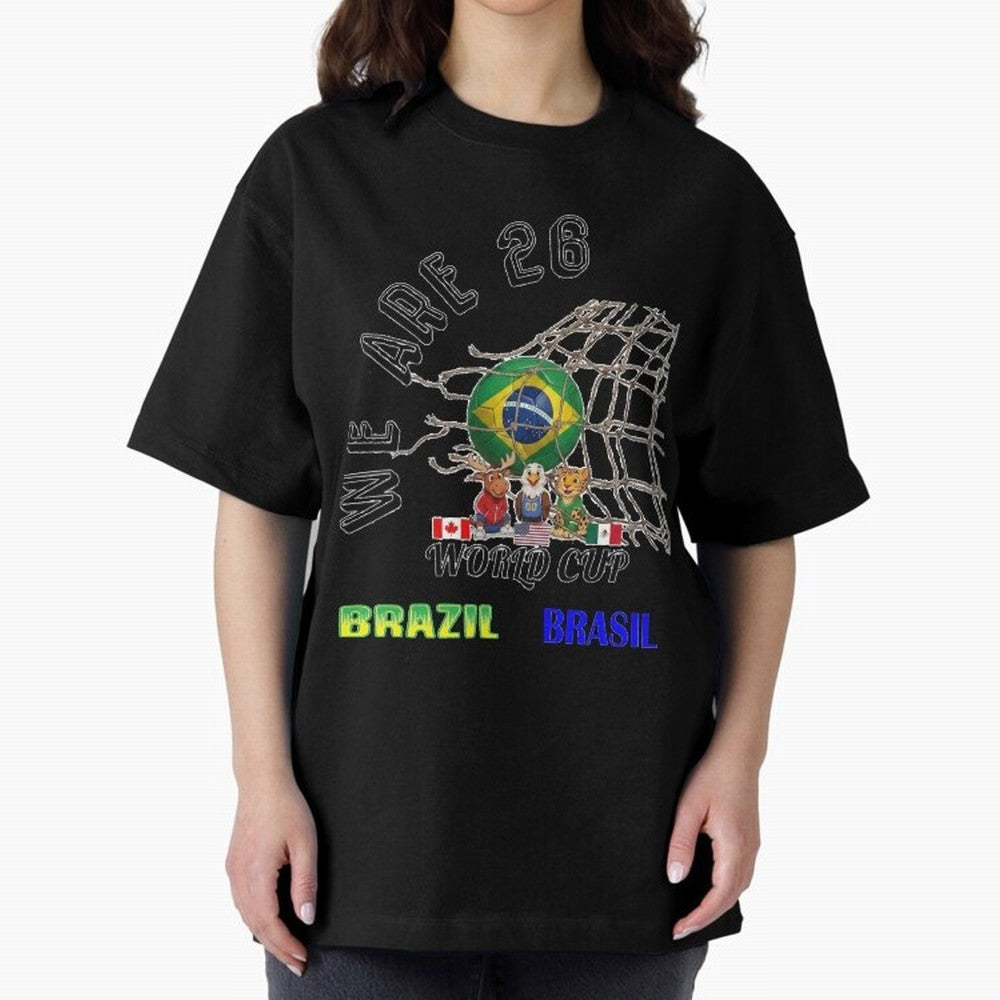 World Cup 26 - Brazil Oversized T-Shirt Represent Football Lovers during the FIFA World Cup 2026 Journey through Messi and Cristiano Ronaldo Highlights, Germany Pride, Game Day Rituals, Football Legends, Country Pride and the Road to the Final;
