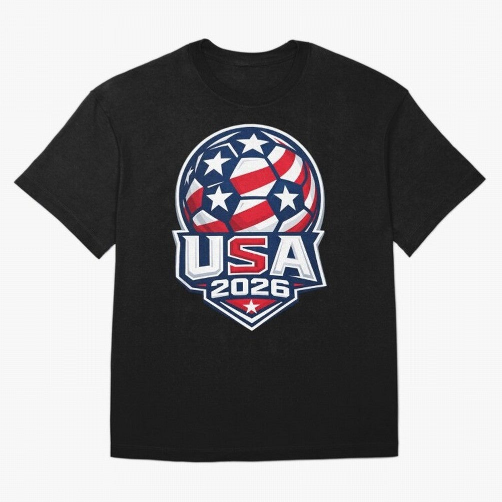 USA 2026 World Cup T-Shirt - Star Spangled Soccer Design - American Host Fan Tee Oversized T-Shirt Celebrate Classic Football Spirit in Global Football Passion for FIFA World Cup 2026, Celebrating Mbappe and Neymar, Spain and Netherlands, Match Day