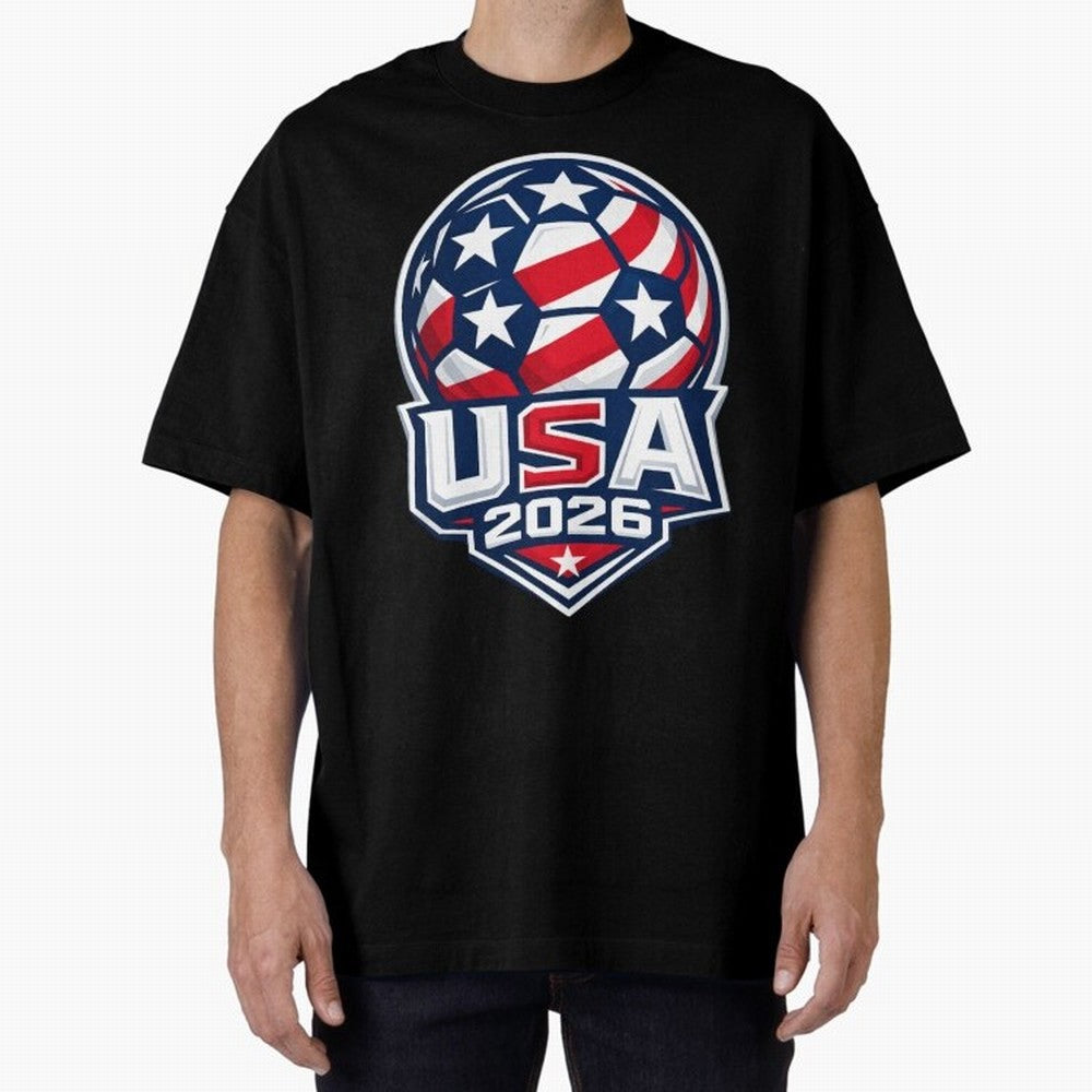 USA 2026 World Cup T-Shirt - Star Spangled Soccer Design - American Host Fan Tee Oversized T-Shirt Celebrate Classic Football Spirit in Global Football Passion for FIFA World Cup 2026, Celebrating Mbappe and Neymar, Spain and Netherlands, Match Day