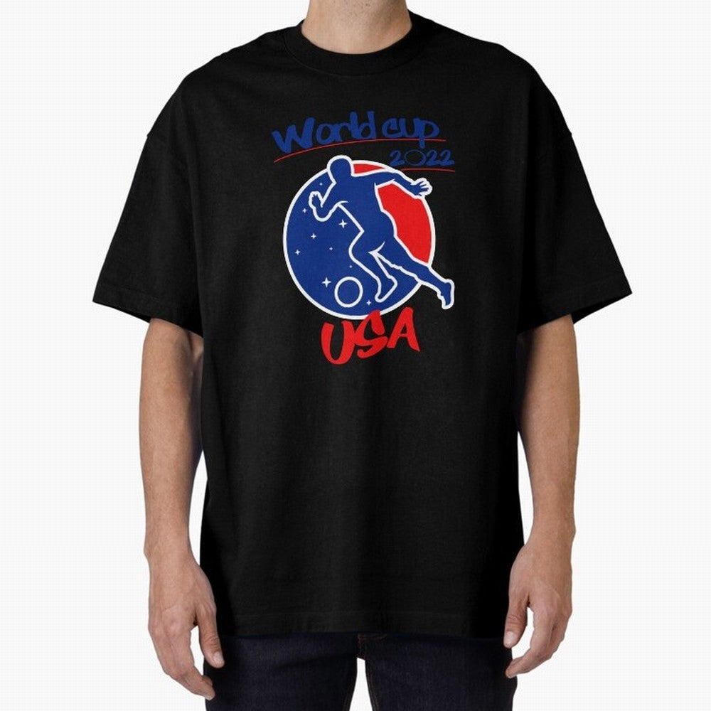 USA World Cup 2022 Oversized T-Shirt Support Your Favorite Stars during FIFA World Cup 2026 for Fans of Messi and Portugal, Spain and Germany, Bringing Sports Nostalgia, International Competition, Famous Players and Unforgettable Victories; Built