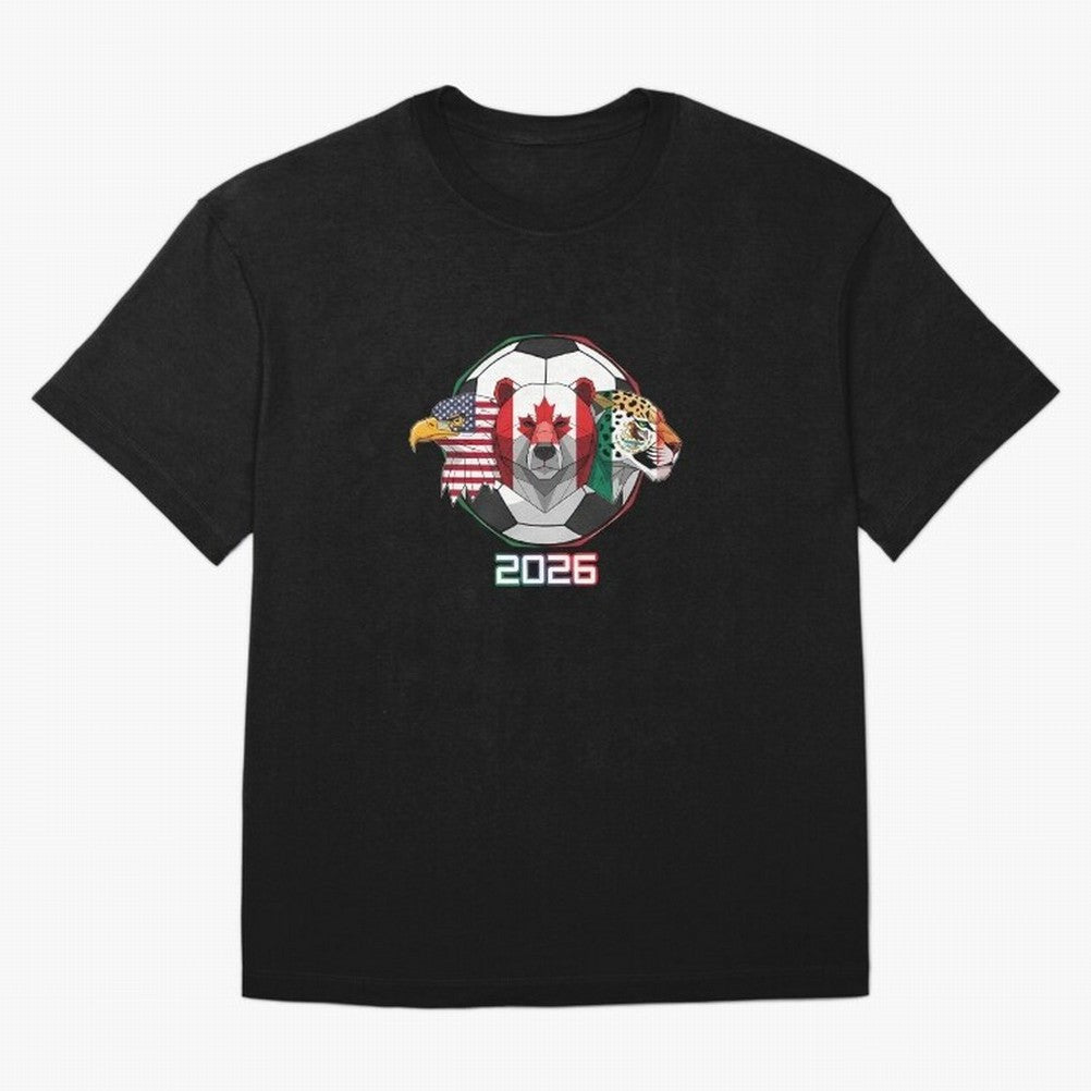 North American Soccer Animals 2026 Oversized T-Shirt Capture Stadium Memories from FIFA World Cup 2026 Inspired by CR7 and Messi, Argentina and Brazil Energy, Championship Spirit, Famous Goals, Roaring Crowds and International Football Unity;