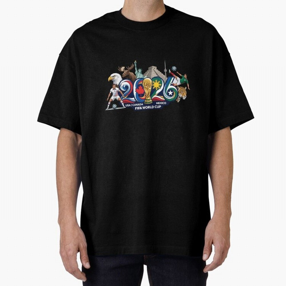 FIFA World Cup 2026 North America: USA Canada Mexico United Nations of Football Oversized T-Shirt Enjoy the FIFA World Cup 2026 USA Canada Mexico Journey through Cristiano Ronaldo Highlights, France and Portugal Pride, Football Passion, Legendary