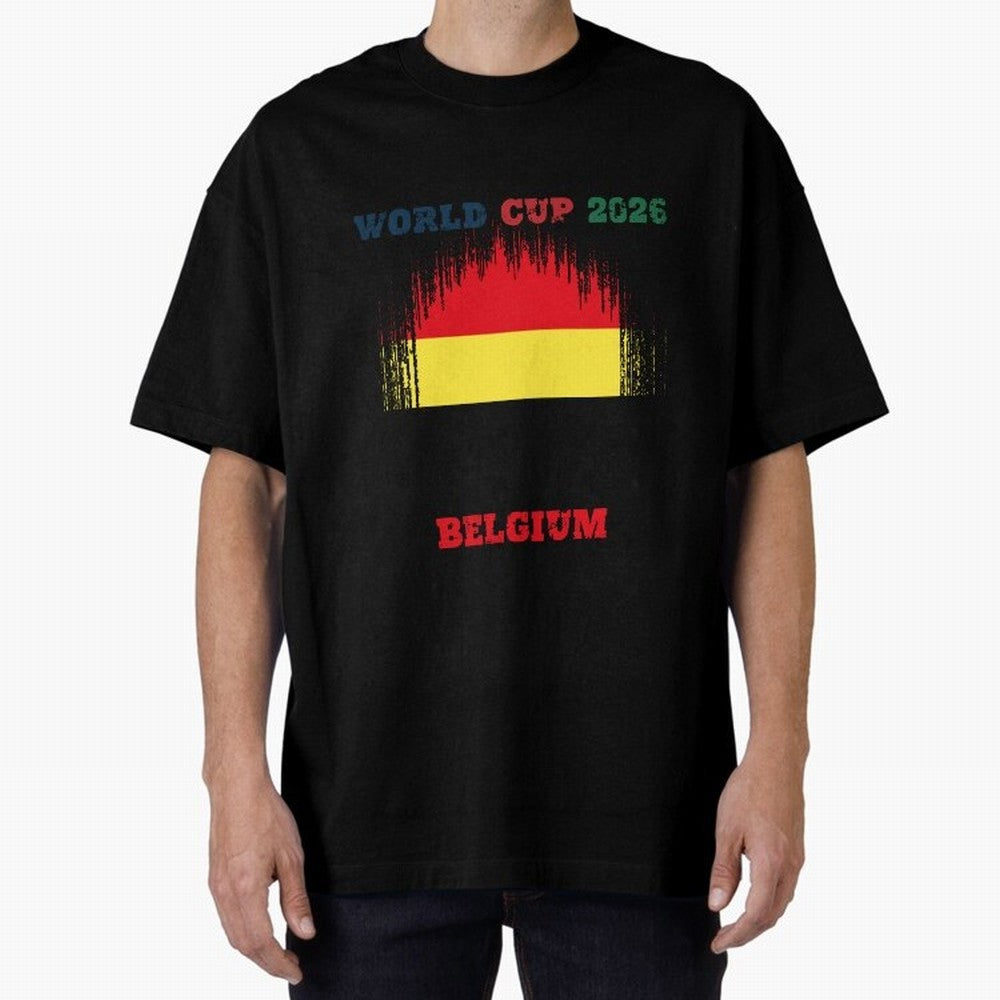 BELGIUM WORLD CUP 2026 Oversized T-Shirt Fuel Your Fan Pride for FIFA World Cup 2026 Group Stage for Fans of Neymar, Haaland and Cristiano Ronaldo and Argentina, France and Brazil, Bringing Match Day Excitement, Supporter Culture, Golden Goals and