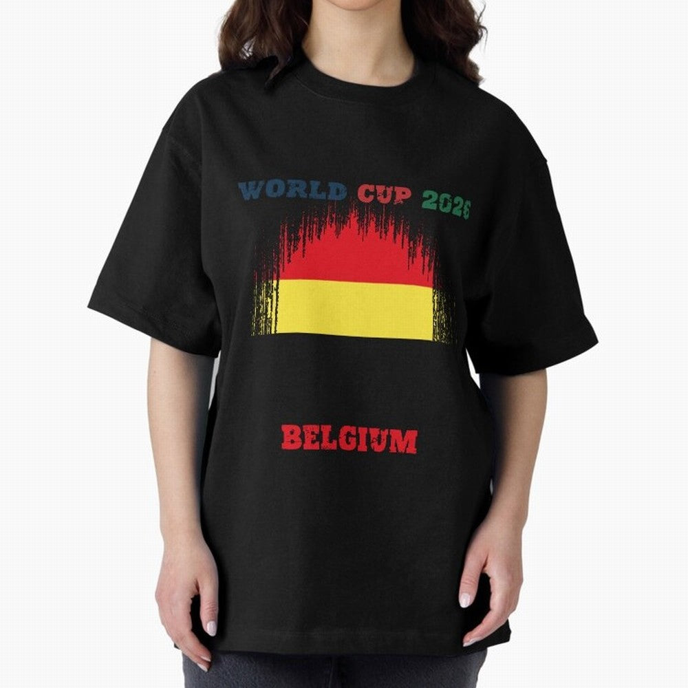BELGIUM WORLD CUP 2026 Oversized T-Shirt Fuel Your Fan Pride for FIFA World Cup 2026 Group Stage for Fans of Neymar, Haaland and Cristiano Ronaldo and Argentina, France and Brazil, Bringing Match Day Excitement, Supporter Culture, Golden Goals and