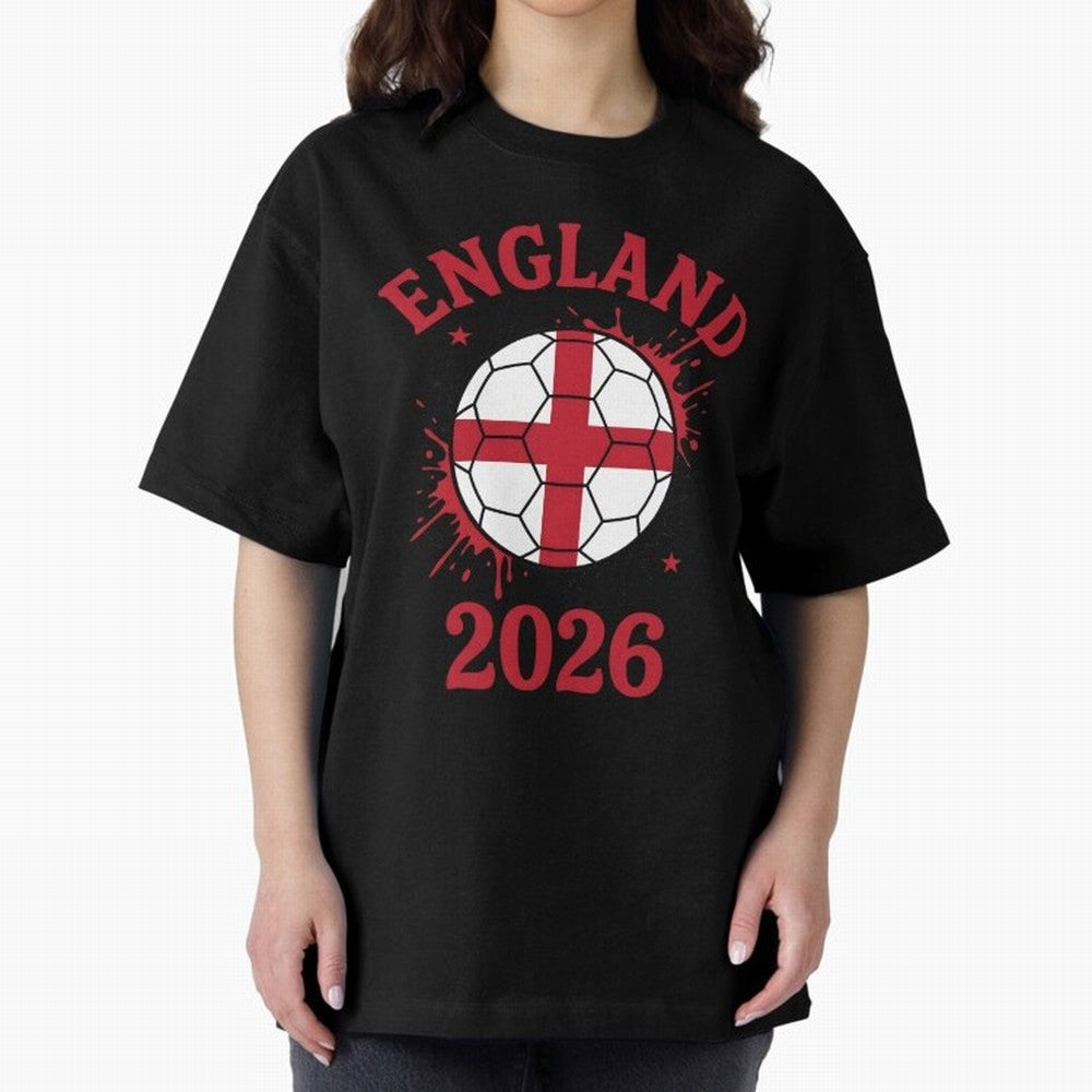 England World Cup 2026 football supporter| St George Cross Football Oversized T-Shirt Fuel the Hype around FIFA World Cup 2026 Group Stage Spirit, with France and Portugal, Messi, Neymar and Mbappe, Vintage Soccer Flavor, Modern Football Stars,