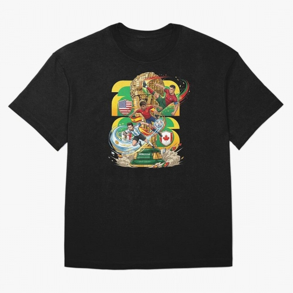 World Cup Teams 2026 Oversized T-Shirt Elevate FIFA World Cup 2026 Group Stage for Fans of Neymar, Haaland and Cristiano Ronaldo and Argentina and Brazil, Bringing Worldwide Fan Energy, Dramatic Goals, Stadium Lights and Championship Celebrations;