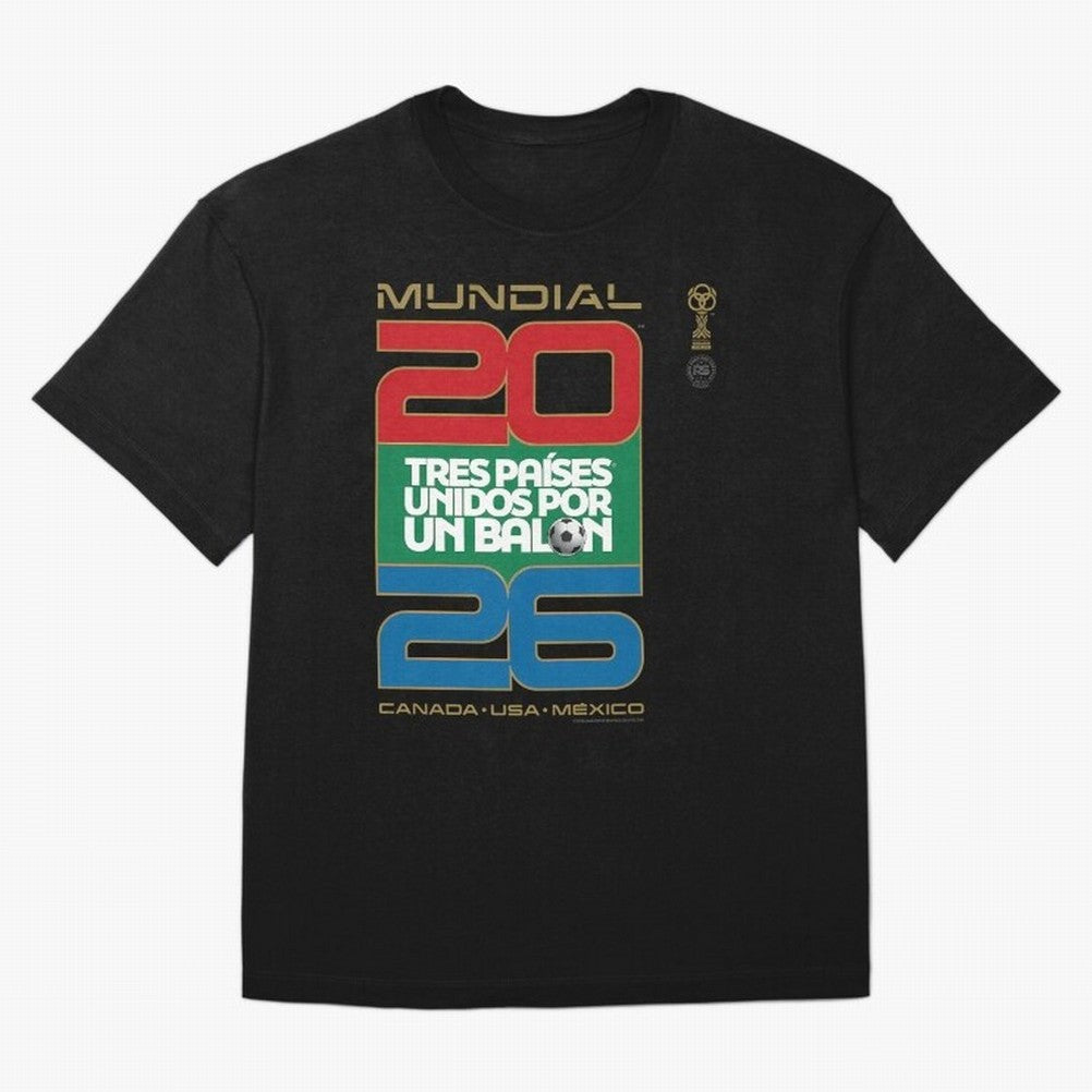 Mundial 26 Three Nations United By A Soccer Ball. Unidos Por Un Baln - World Cup Oversized T-Shirt Stand Out with Spirit from Global Football Passion for FIFA World Cup 2026 Group Stage, Built around Messi, CR7 and Mbappe, France, Global Supporter
