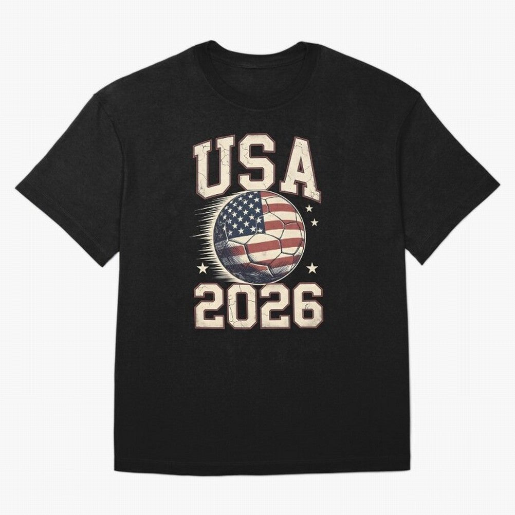 USA 2026 World Cup Soccer Oversized T-Shirt Bring a Vintage Feel to FIFA World Cup 2026 for Fans of Messi and Cristiano Ronaldo and Spain, Bringing Fan Favorite Moments, National Team Passion, Big Match Drama and Soccer History; Ideal for Football