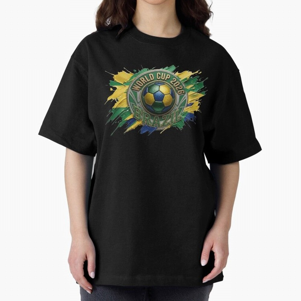 World Cup 2026 Brazil Soccer Ball Paint Splash Oversized T-Shirt Represent the FIFA World Cup 2026 Group Stage Journey through Messi, CR7 and Mbappe Highlights, Germany Pride, Fan Favorite Moments, National Team Passion, Big Match Drama and Soccer