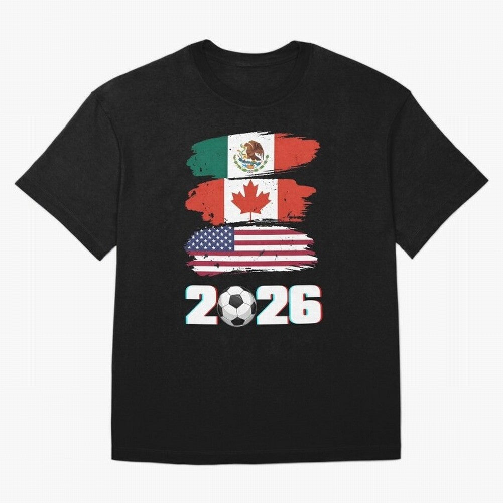 USA Canada Mexico Flag 2026 Cup Brush Art Oversized T-Shirt Celebrate Soccer Greatness during Match Day Hype around FIFA World Cup 2026 USA Canada Mexico, Messi and Cristiano Ronaldo, Argentina, France and Brazil, Championship Spirit, Famous Goals,