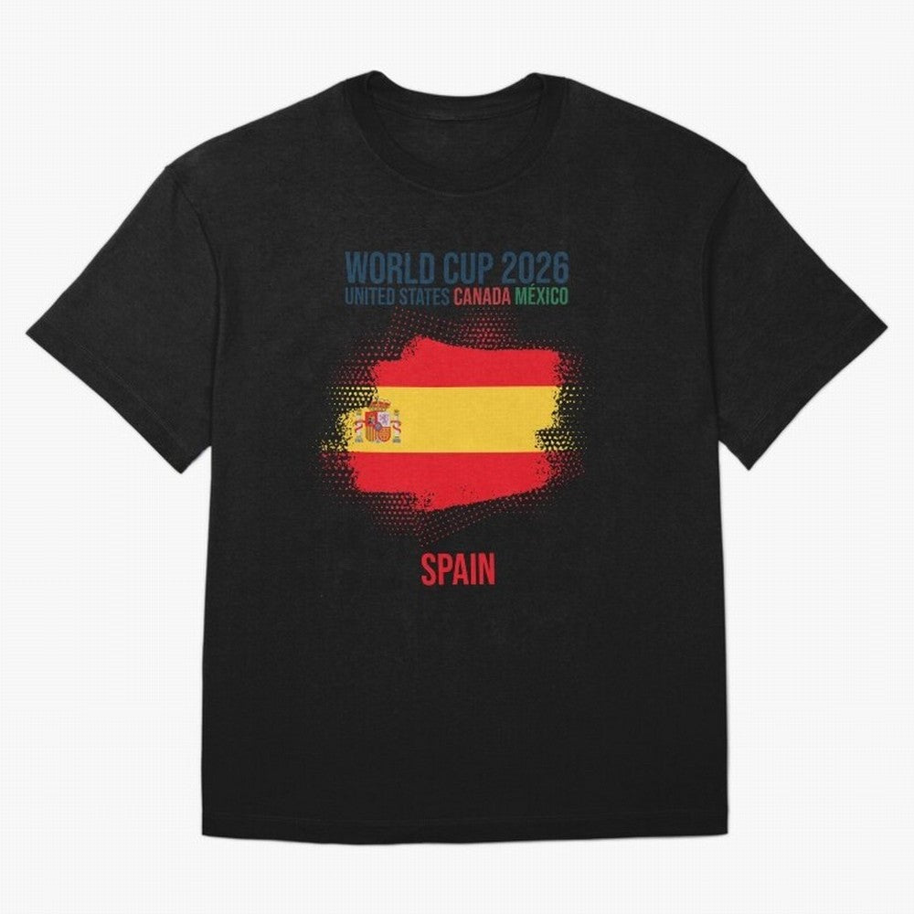 SPAIN WORLD CUP 2026 Oversized T-Shirt Upgrade FIFA World Cup 2026 Spirit, Capturing France and Portugal, Messi, Sports Nostalgia, International Competition, Famous Players and Unforgettable Victories; Perfect for People Who Love Argentina, Brazil,