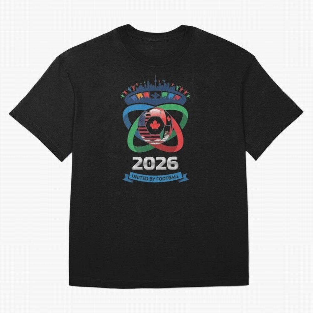 Infinity Loop World Cup 2026 Host Nation Design Oversized T-Shirt Step into Global Football Passion for FIFA World Cup 2026 USA Canada Mexico, Inspired by Messi and Cristiano Ronaldo, Germany, Football Festival Excitement, Trophy Ambitions, Country