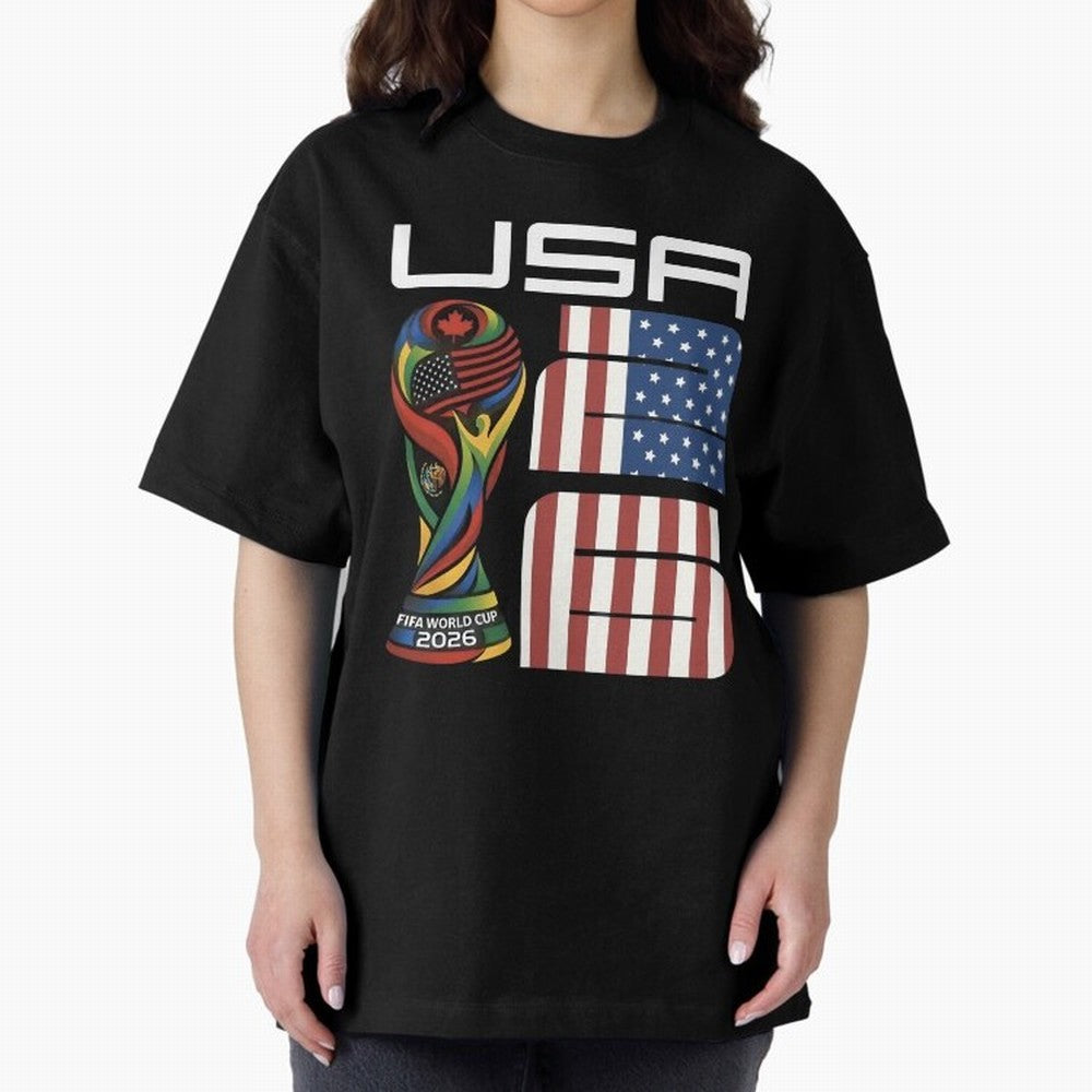 USA World Cup 2026 Host Nation Soccer Design Oversized T-Shirt Upgrade FIFA World Cup 2026 Group Stage Spirit, Highlighting Netherlands, Cristiano Ronaldo, Match Day Excitement, Supporter Culture, Golden Goals and Global Football Passion; Made for