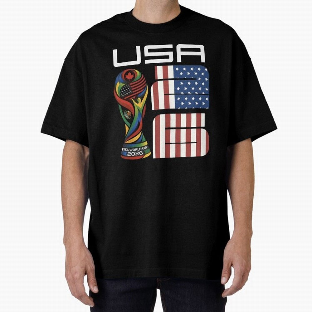 USA World Cup 2026 Host Nation Soccer Design Oversized T-Shirt Upgrade FIFA World Cup 2026 Group Stage Spirit, Highlighting Netherlands, Cristiano Ronaldo, Match Day Excitement, Supporter Culture, Golden Goals and Global Football Passion; Made for