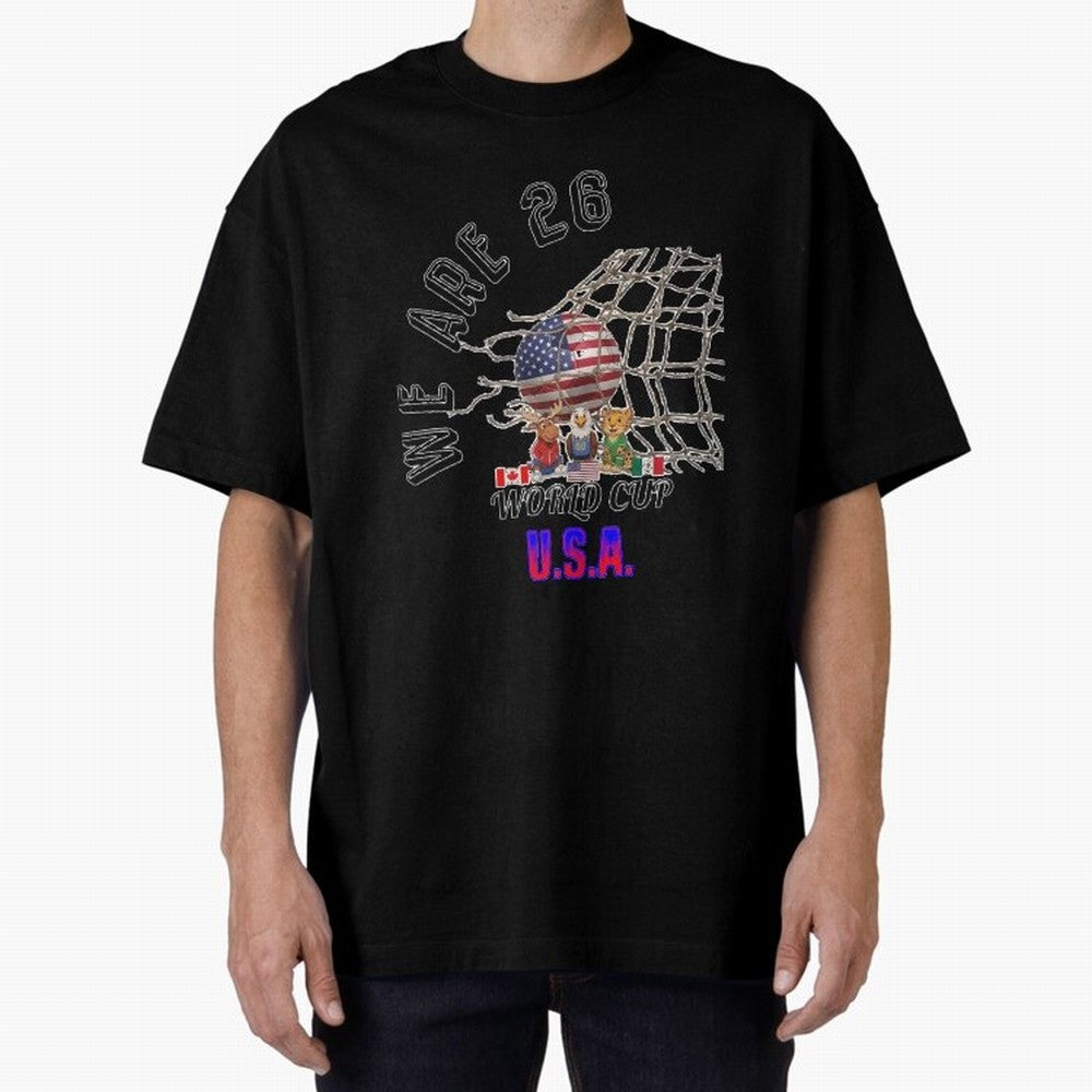 World cup 26 - USA Oversized T-Shirt Build the FIFA World Cup 2026 Group Stage Journey through Cristiano Ronaldo Highlights, France and Portugal Pride, Football Passion, Legendary Performances, Festival Vibes and Supporter Community; Made for Die