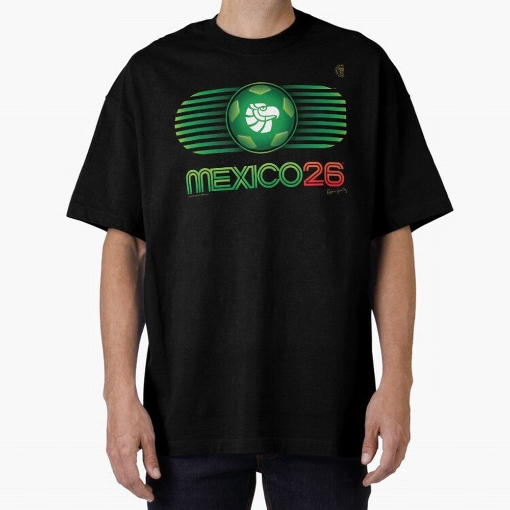 Mexico 26 World Cup Retro Logo. Autographed Oversized T-Shirt Celebrate Classic Football Spirit in FIFA World Cup 2026 for Fans of CR7 and Messi and England and Germany, Bringing Football History, Final Match Energy, Crowd Noise and Once in a