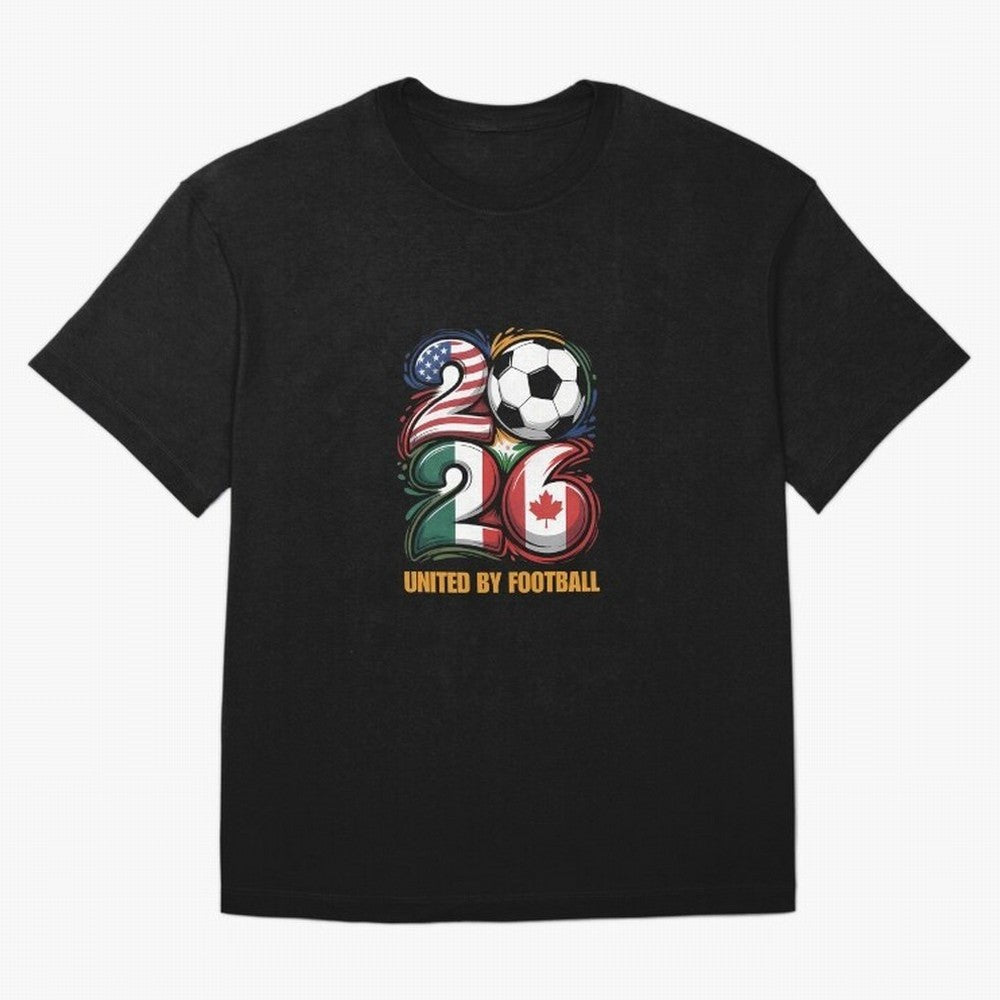 United By Football Soccer Fan Gear 2026 Oversized T-Shirt Spotlight Match Day Hype around FIFA World Cup 2026 Group Stage, Messi, Brazil, Retro Football Energy, Iconic Rivalries, Trophy Chase Drama and Stadium Atmosphere; Built for Supporters