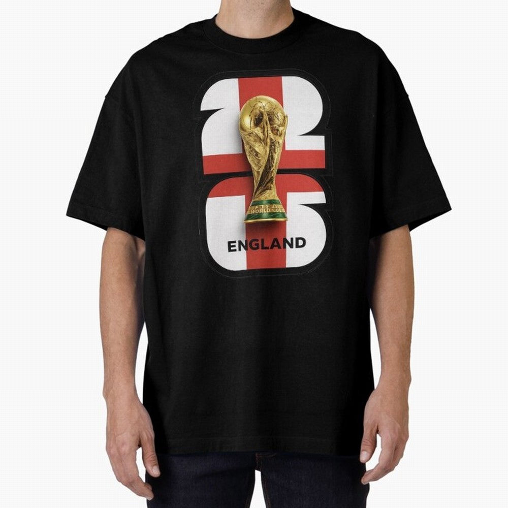 England Football World Cup 2026 - Three Lions Gold Trophy Edition Oversized T-Shirt Support Iconic Players in the FIFA World Cup 2026 Group Stage Journey through Neymar, Haaland and Cristiano Ronaldo Highlights, Netherlands Pride, Global Supporter