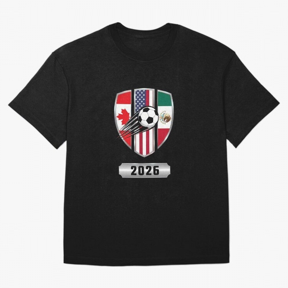 North United America Shield 2026 Cup Oversized T-Shirt Back Your Heroes with Global Football Passion for FIFA World Cup 2026 USA Canada Mexico, Built around Mbappe and Neymar, Argentina, France and Brazil, Classic Soccer Heritage, Championship