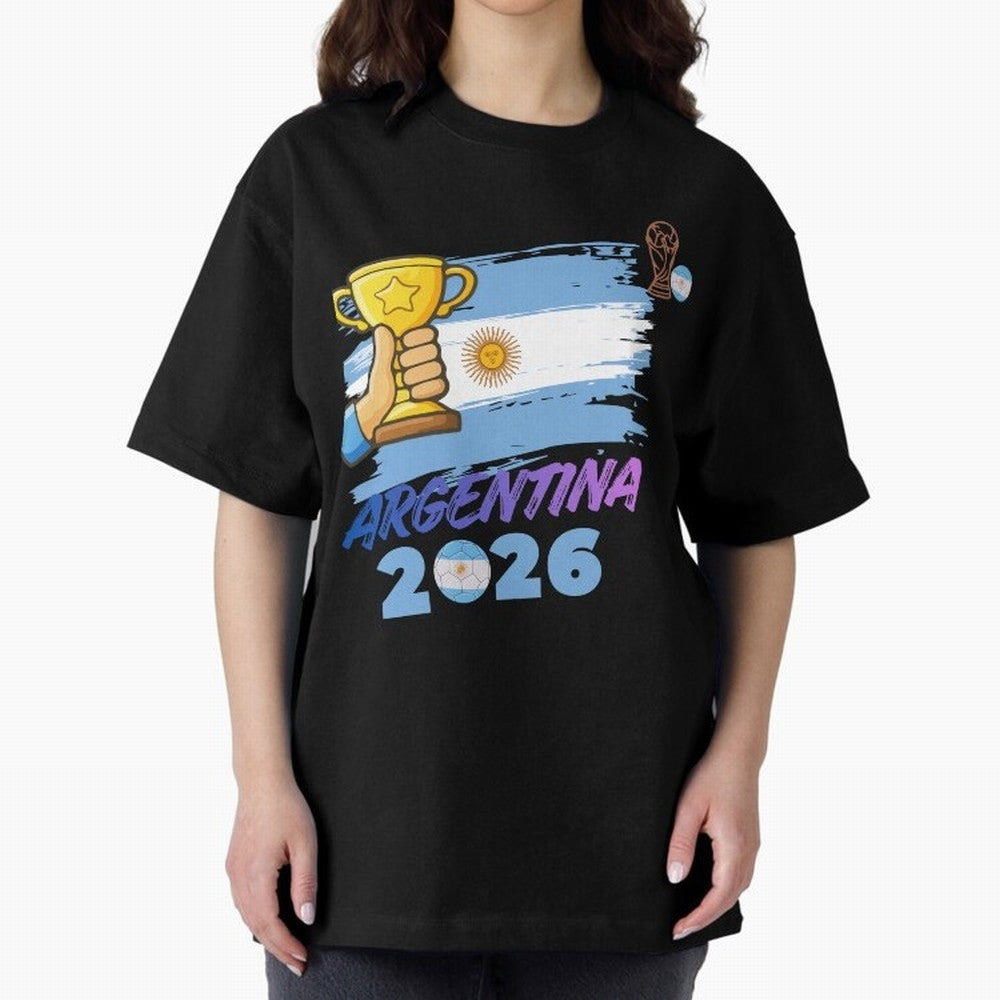 Argentina world cup design Oversized T-Shirt Bring International Match Energy to FIFA World Cup 2026 Group Stage Driven by Messi and Cristiano Ronaldo, Spain and Netherlands Energy, Championship Spirit, Famous Goals, Roaring Crowds and