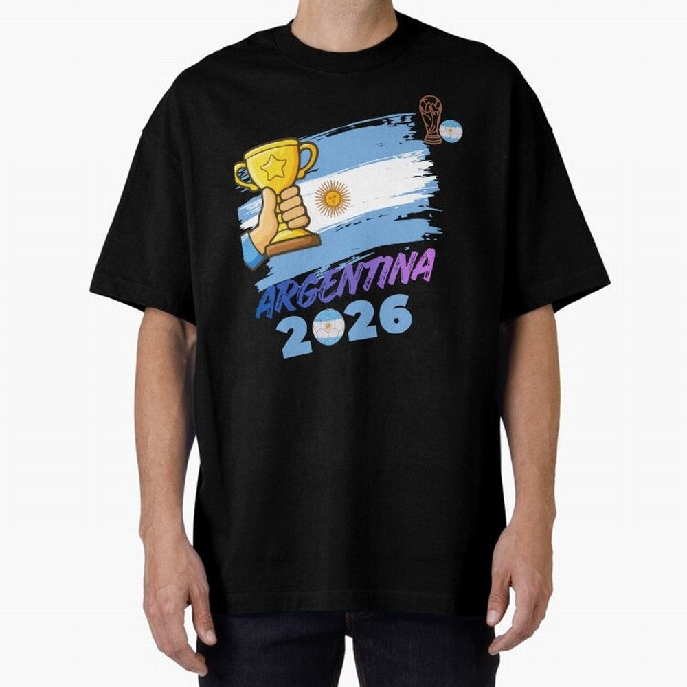 Argentina world cup design Oversized T-Shirt Bring International Match Energy to FIFA World Cup 2026 Group Stage Driven by Messi and Cristiano Ronaldo, Spain and Netherlands Energy, Championship Spirit, Famous Goals, Roaring Crowds and