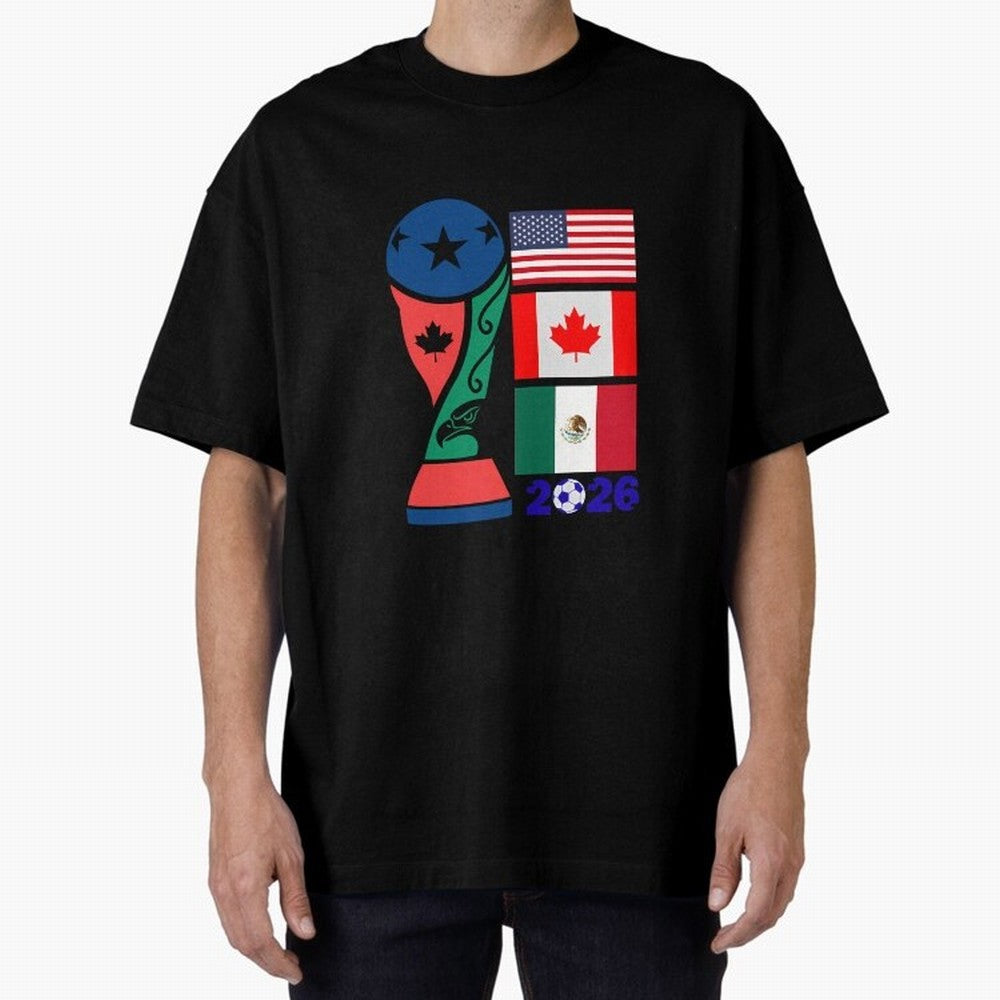 North America Football Unity 2026 Oversized T-Shirt Carry the Dream of FIFA World Cup 2026 Spirit, Capturing Spain, Messi, Sports Nostalgia, International Competition, Famous Players and Unforgettable Victories; Created for Match Day Parties,