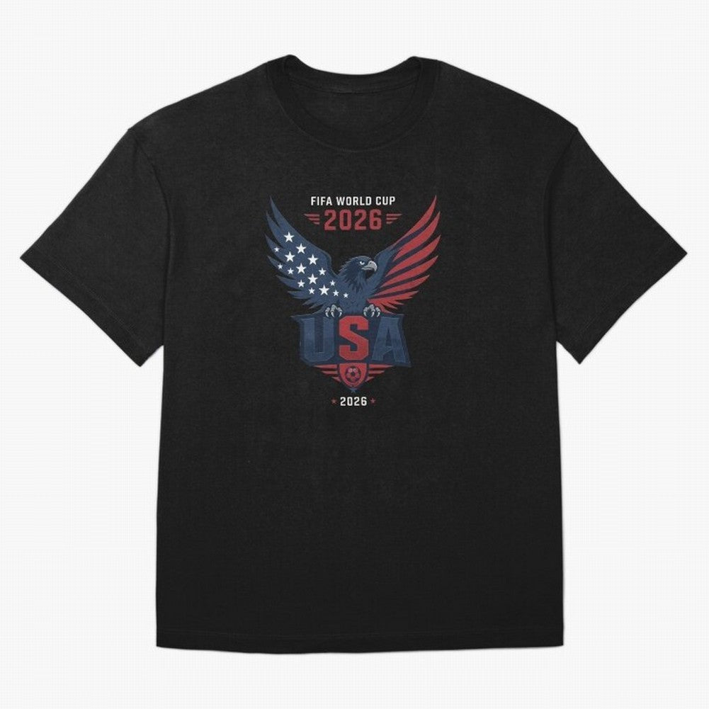 FIFA World Cup 2026 USA Eagle Soccer Logo Oversized T-Shirt Represent Football Lovers during Global Football Passion for FIFA World Cup 2026, Highlighting Neymar, Haaland and Cristiano Ronaldo, Spain and Netherlands, Vintage Soccer Flavor, Modern