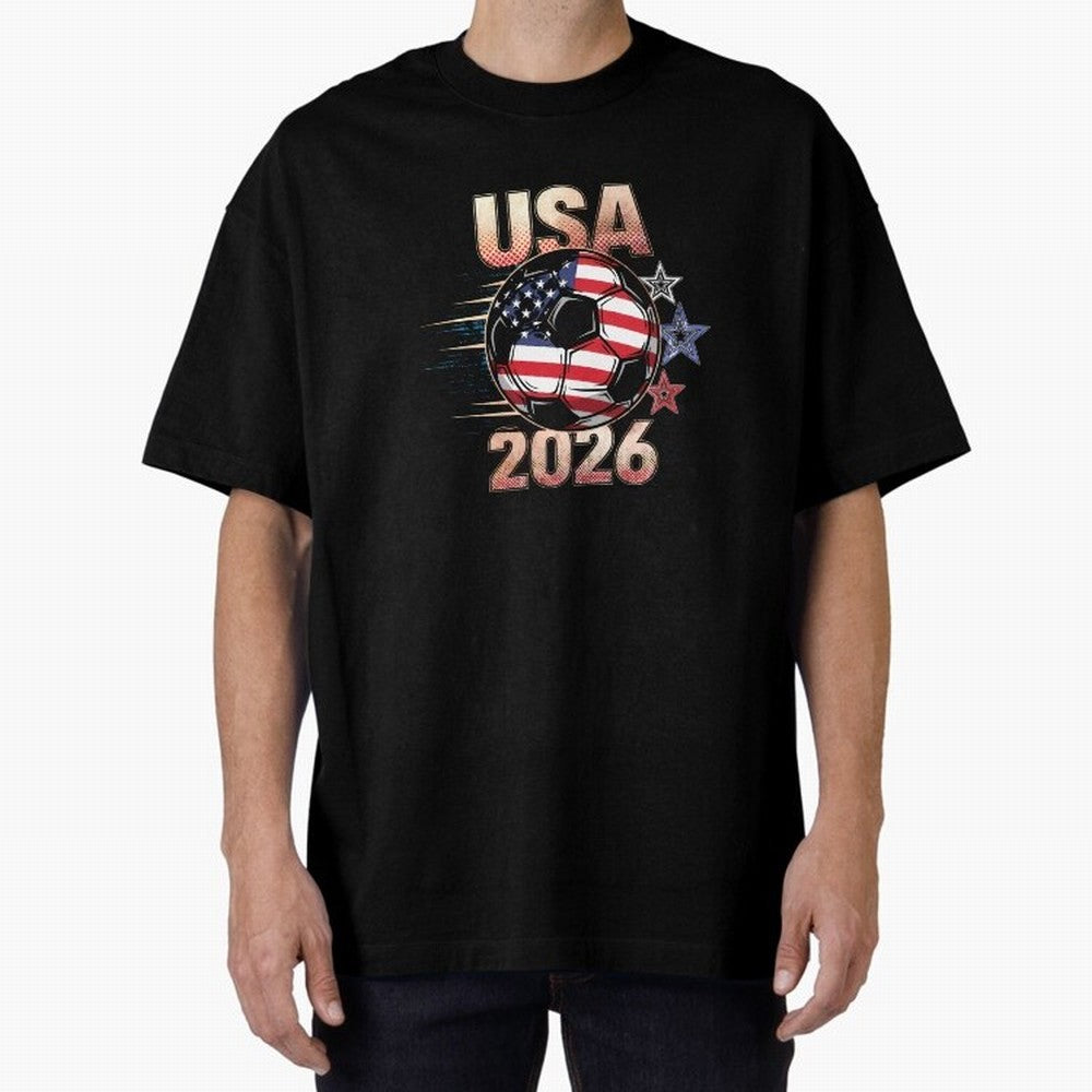 USA Soccer with Red White Blue Stars 2026 Cup T-Shirt_83834283 Oversized T-Shirt Make Memories around the FIFA World Cup 2026 USA Canada Mexico Journey through Neymar, Haaland and Cristiano Ronaldo Highlights, England, France and Netherlands Pride,