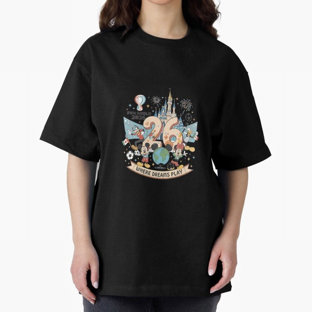 Dreamland Football 26 Oversized T-Shirt Celebrate Unforgettable Nights in FIFA World Cup 2026 USA Canada Mexico for Fans of Cristiano Ronaldo, Haaland and CR7 and England, France and Netherlands, Bringing Stadium Memories, Football Loyalty,