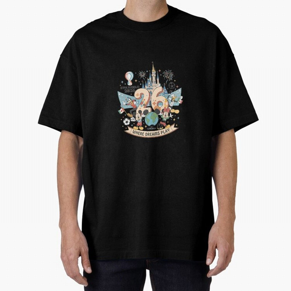 Dreamland Football 26 Oversized T-Shirt Celebrate Unforgettable Nights in FIFA World Cup 2026 USA Canada Mexico for Fans of Cristiano Ronaldo, Haaland and CR7 and England, France and Netherlands, Bringing Stadium Memories, Football Loyalty,