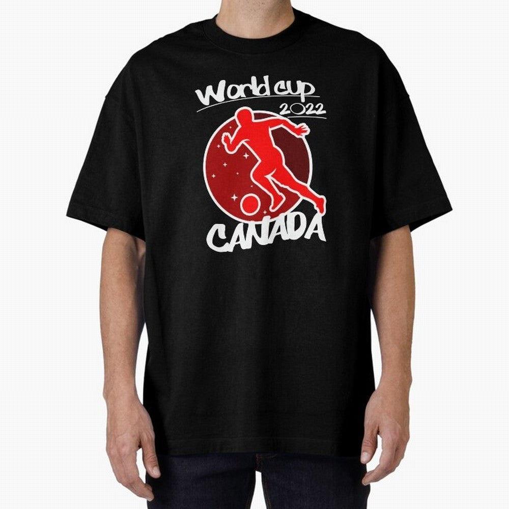 Canada World Cup 2022 Oversized T-Shirt Represent Football Lovers during Global Football Passion for FIFA World Cup 2026, Featuring Neymar, Haaland and Cristiano Ronaldo, England and Germany, Championship Spirit, Famous Goals, Roaring Crowds and