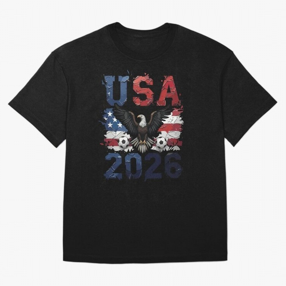 USA 2026 Soccer Eagle - World Cup Football Oversized T-Shirt Bring Stadium Energy to Global Football Passion for FIFA World Cup 2026 USA Canada Mexico, Connected to Messi, CR7 and Mbappe, Spain, Football Festival Excitement, Trophy Ambitions,