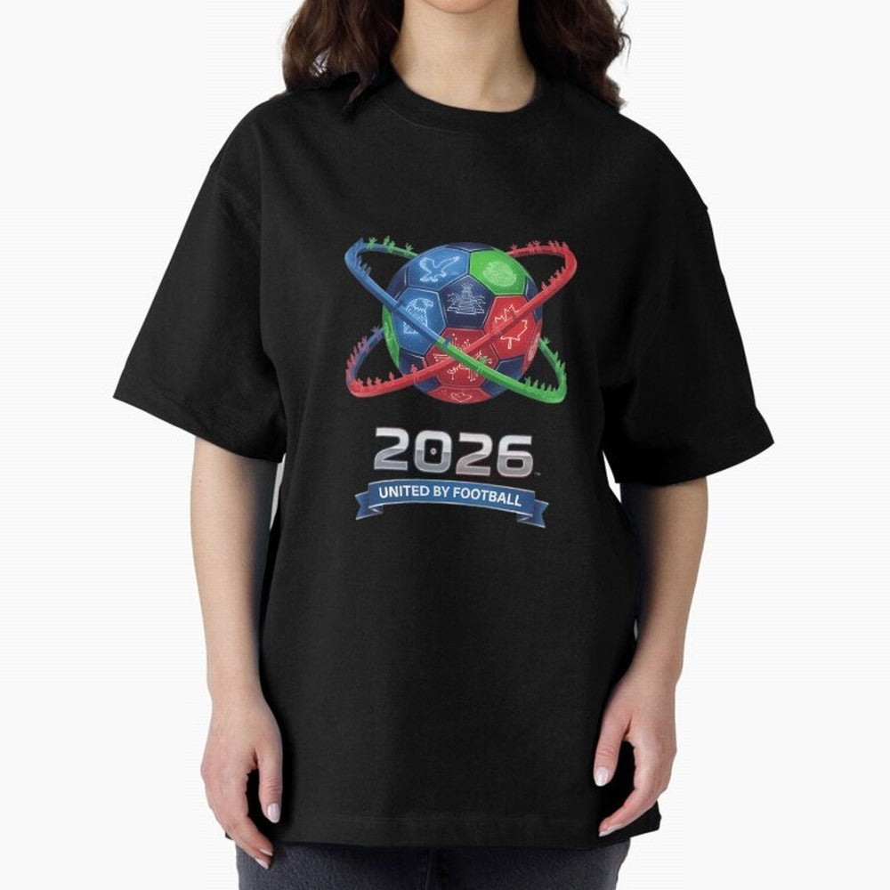 United By Football 2026 Global Connectivity Oversized T-Shirt Celebrate the Magic of FIFA World Cup 2026 Group Stage Spirit, Connected to Argentina, Neymar, Haaland and Cristiano Ronaldo, Football Festival Excitement, Trophy Ambitions, Country