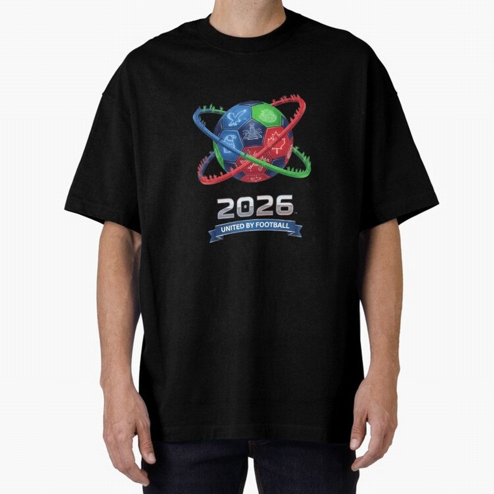 United By Football 2026 Global Connectivity Oversized T-Shirt Celebrate the Magic of FIFA World Cup 2026 Group Stage Spirit, Connected to Argentina, Neymar, Haaland and Cristiano Ronaldo, Football Festival Excitement, Trophy Ambitions, Country