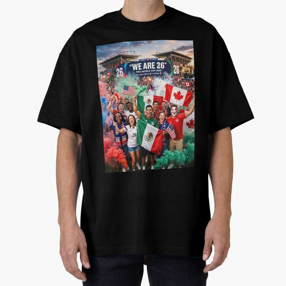 2026 World Cup Fans Celebrate Oversized T-Shirt Show Up for the Glory of the FIFA World Cup 2026 Journey through CR7 and Messi Highlights, Argentina Pride, Stadium Chants, National Pride, Trophy Dreams and Unforgettable Football Memories; Made for