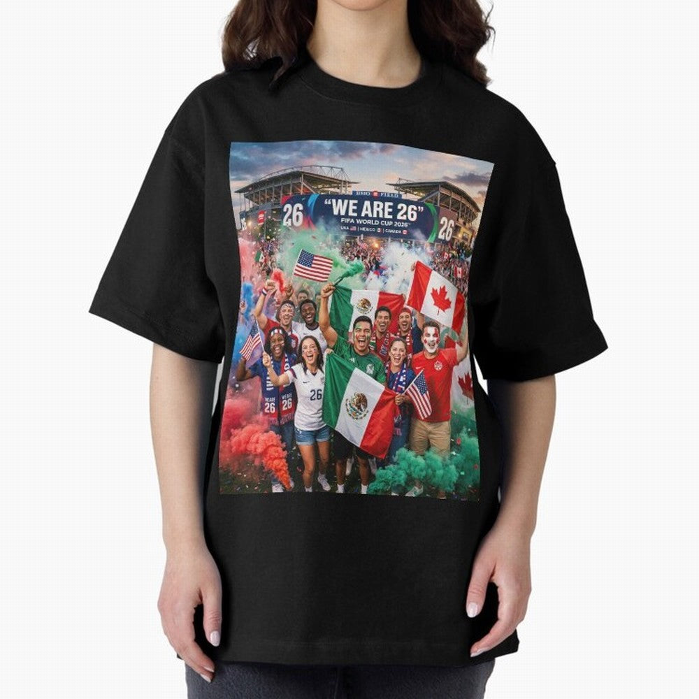 2026 World Cup Fans Celebrate Oversized T-Shirt Show Up for the Glory of the FIFA World Cup 2026 Journey through CR7 and Messi Highlights, Argentina Pride, Stadium Chants, National Pride, Trophy Dreams and Unforgettable Football Memories; Made for