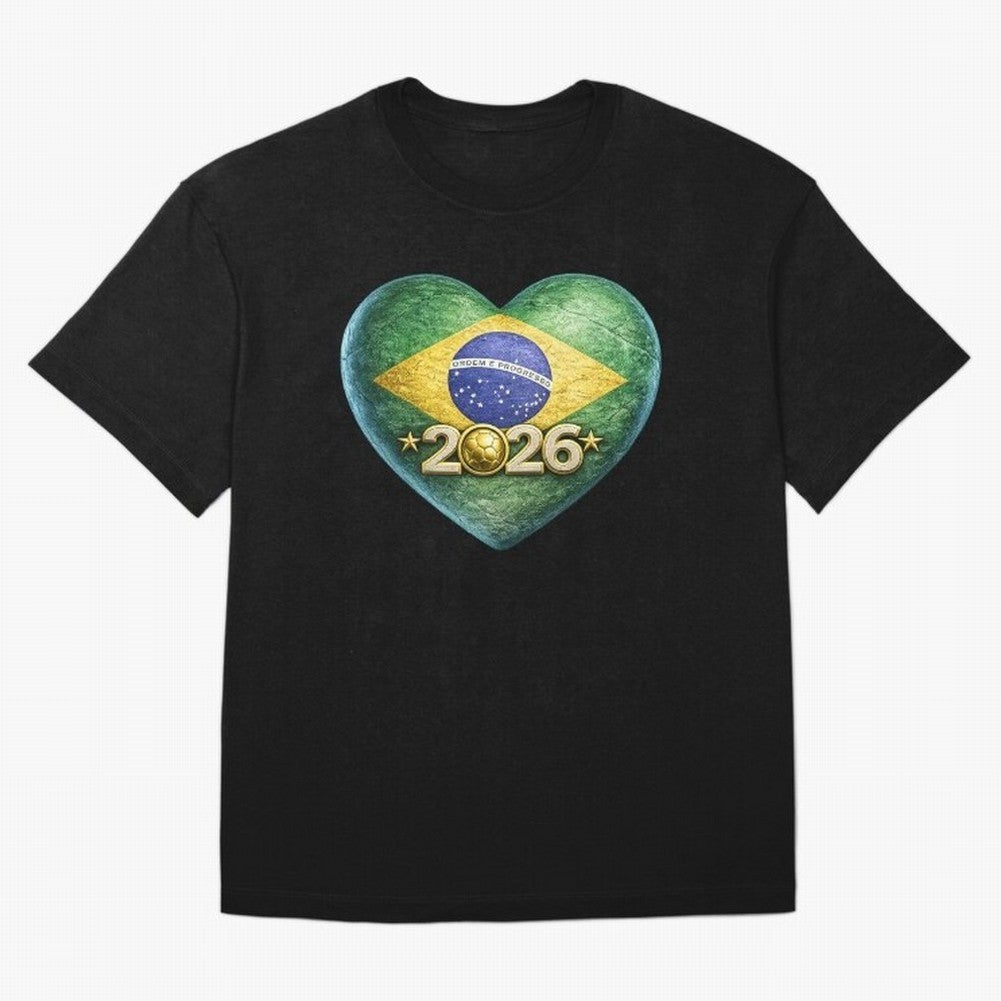 Brazil 2026 World Football Heart Flag Designs Oversized T-Shirt Make the Season About FIFA World Cup 2026 Group Stage Spirit, Driven by England, France and Netherlands, Neymar, Haaland and Cristiano Ronaldo, Classic Soccer Heritage, Championship