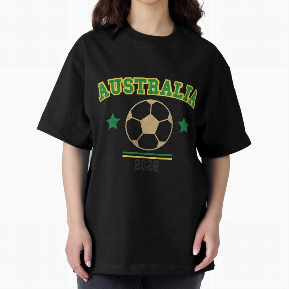 Australia 2026 ¡ª Vintage Soccer Tee Oversized T-Shirt Represent Fans Who Live for FIFA World Cup 2026 for Fans of Haaland and Mbappe and Germany, Bringing Retro Football Energy, Iconic Rivalries, Trophy Chase Drama and Stadium Atmosphere; Perfect