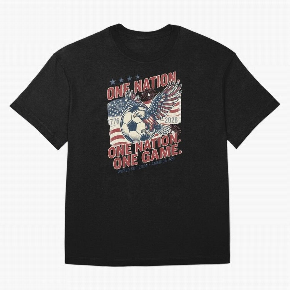 One Nation One Game World Cup 2026 Oversized T-Shirt Relive the Noise and Pride of FIFA World Cup 2026 USA Canada Mexico Made for CR7, France Energy, Soccer Culture, Superstar Moments, National Team Dreams and Competitive Fire; Ideal for Passionate