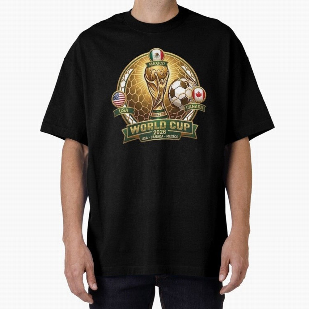 Chasing the Cup 2026 Oversized T-Shirt Celebrate Football Dreams Across FIFA World Cup 2026 for Fans of Cristiano Ronaldo, Haaland and CR7 and Argentina and Brazil, Bringing Worldwide Fan Energy, Dramatic Goals, Stadium Lights and Championship