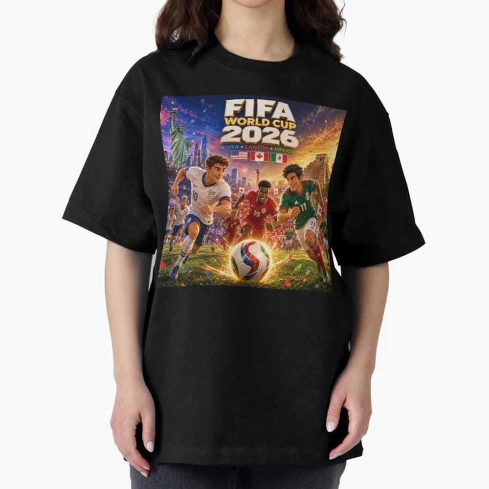 North America Football Festival 2026 #football 2026 Oversized T-Shirt Experience the Global Stage of FIFA World Cup 2026 Group Stage Centered on Mbappe and Neymar, England Energy, Supporter Pride, Iconic Celebrations, Legendary Names and Global
