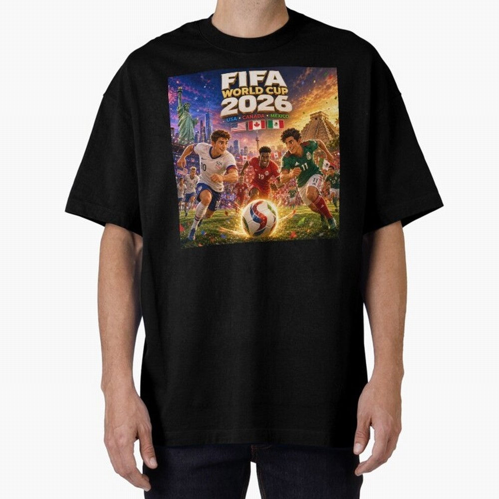 North America Football Festival 2026 #football 2026 Oversized T-Shirt Experience the Global Stage of FIFA World Cup 2026 Group Stage Centered on Mbappe and Neymar, England Energy, Supporter Pride, Iconic Celebrations, Legendary Names and Global