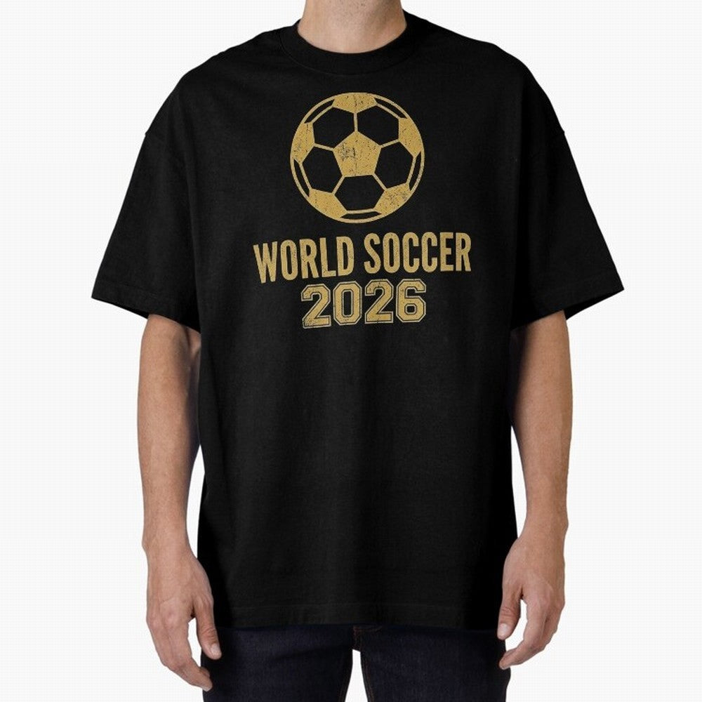 Retro World Soccer 2026 Design Oversized T-Shirt Capture FIFA World Cup 2026 Group Stage for Fans of Haaland and England and Germany, Bringing Football Passion, Legendary Performances, Festival Vibes and Supporter Community; Made for Die Hard