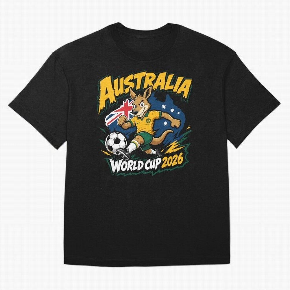Australia World Cup 2026 Kangaroo Soccer Fan Art Oversized T-Shirt Celebrate the Next Chapter of FIFA World Cup 2026 Group Stage Celebrating Neymar, Portugal Energy, Supporter Pride, Iconic Celebrations, Legendary Names and Global Match Day Energy;