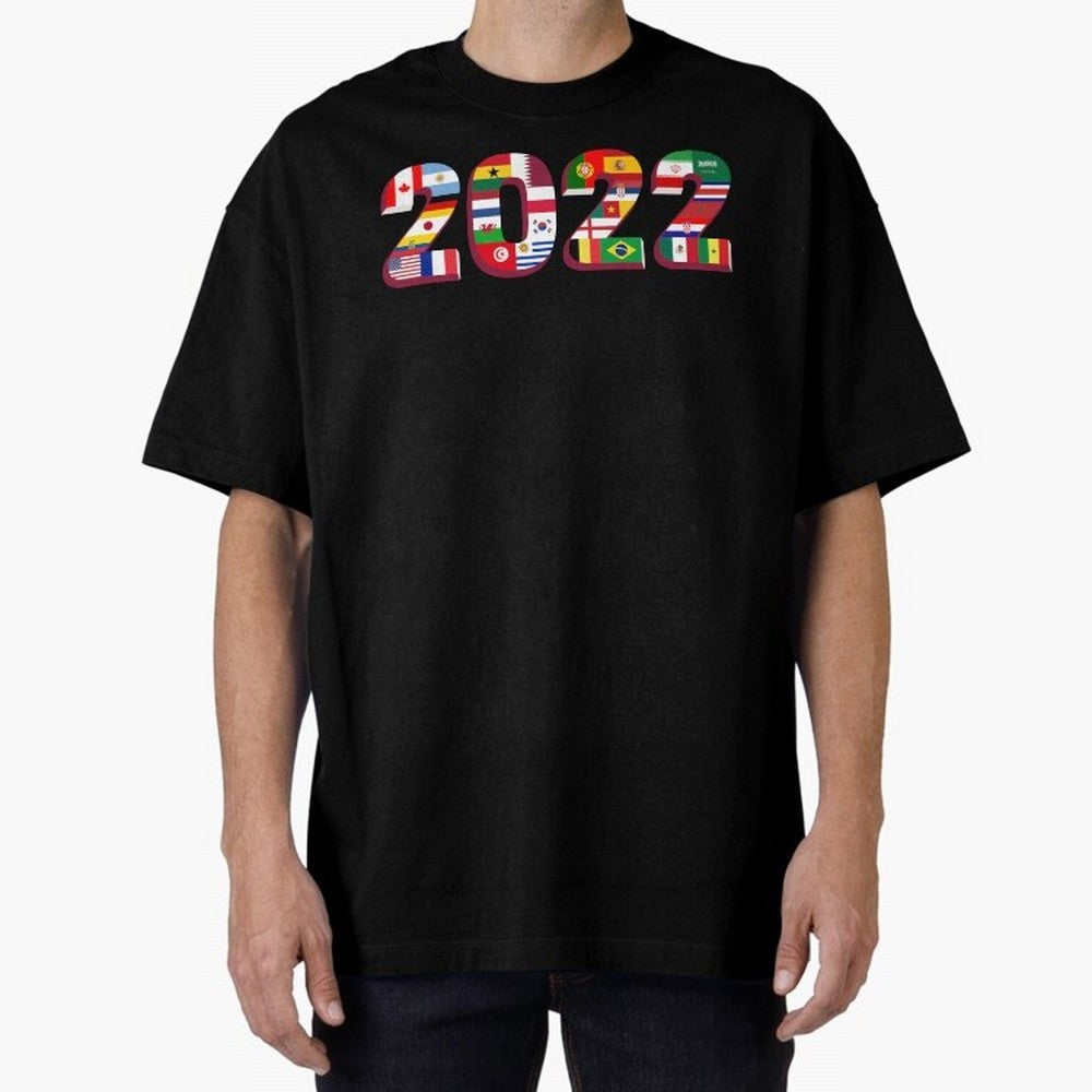 All the 32 Teams that Played in 2022 in Qatar for Football Fans Oversized T-Shirt Unlock FIFA World Cup 2026 Group Stage for Fans of Neymar, Haaland and Cristiano Ronaldo and England and Germany, Bringing Football History, Final Match Energy, Crowd