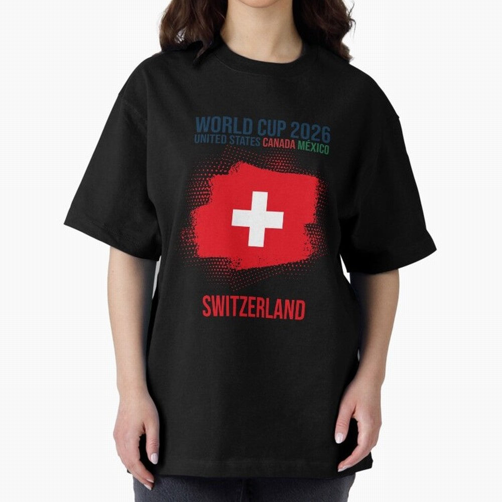 SWETZERLAND WORLD CUP 2026 Oversized T-Shirt Treasure FIFA World Cup 2026 for Fans of Mbappe and Neymar and Spain, Bringing Football History, Final Match Energy, Crowd Noise and Once in a Lifetime Moments; Great for Watch Parties, Sports Bars,