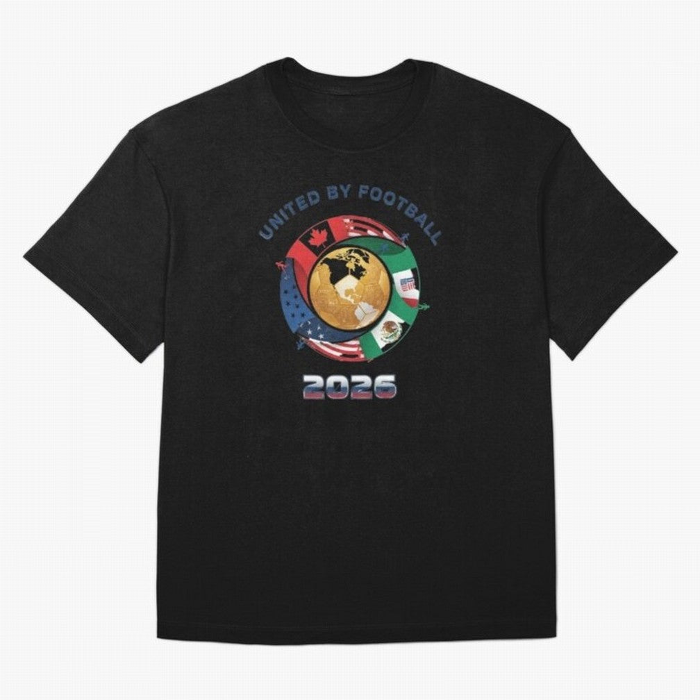 United By Football 2026 Logo Oversized T-Shirt Stand with the FIFA World Cup 2026 Journey through Messi and Cristiano Ronaldo Highlights, Germany Pride, Championship Spirit, Famous Goals, Roaring Crowds and International Football Unity; Built for